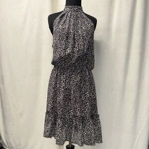 Chic Black and White Patterned Midi Dress